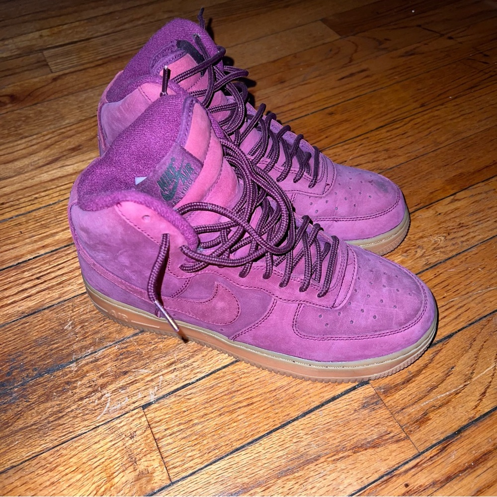 Burgundy Air Force ones